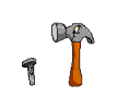 Animated hammer driving a nail